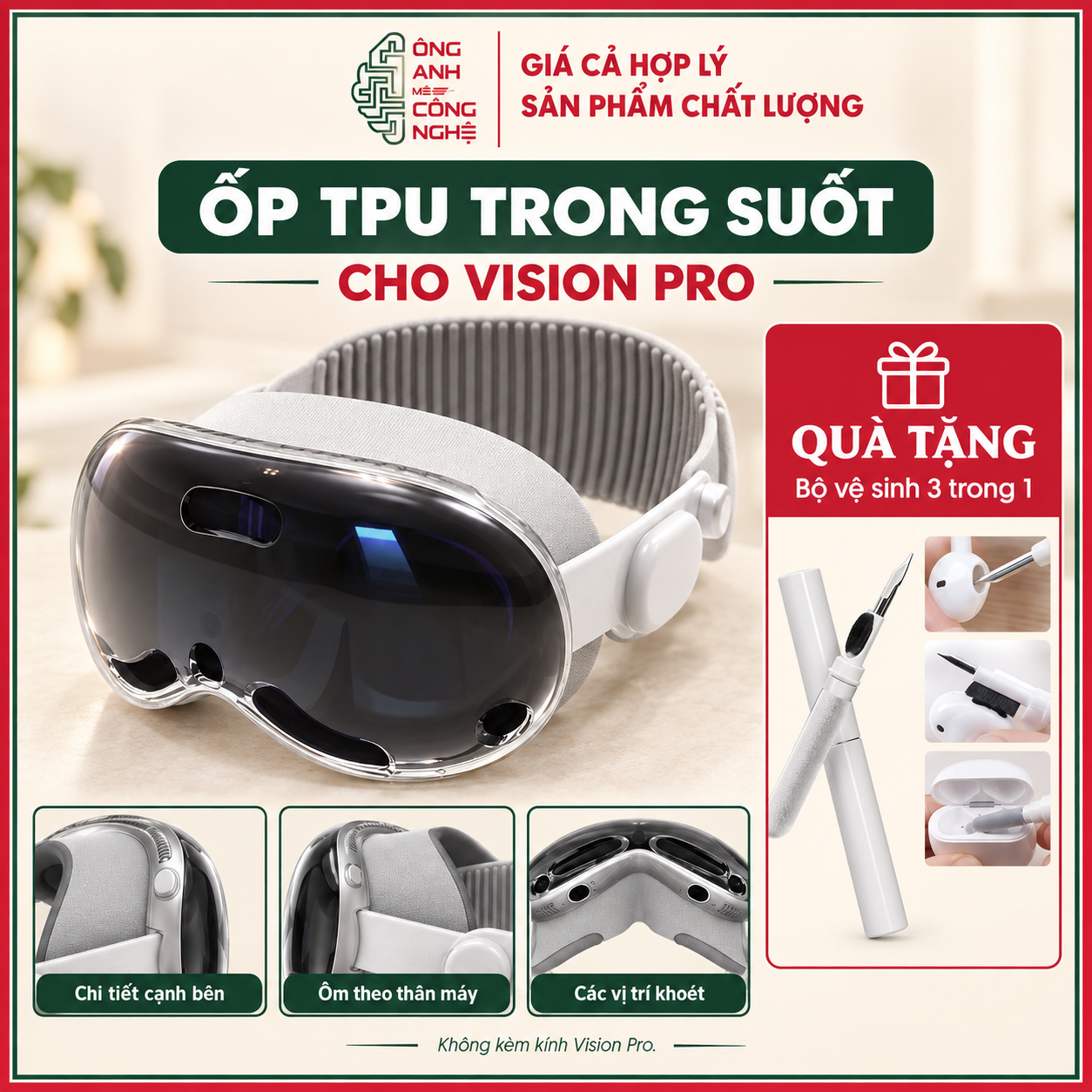 Vỏ Bảo Vệ TPU Trong Suốt Cho Vision Pro