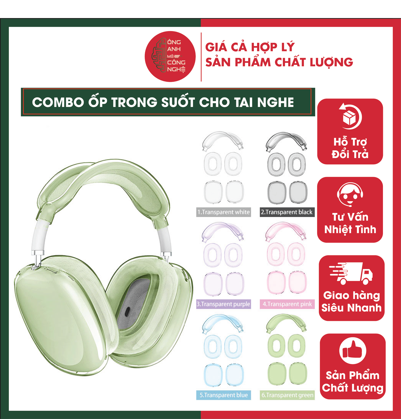 TEST Combo 3 món Ốp Bảo Vệ trong suốt Tai Nghe AirPods Max 1 2 Chống Sốc Chống Trầy Xước (Sao chép)